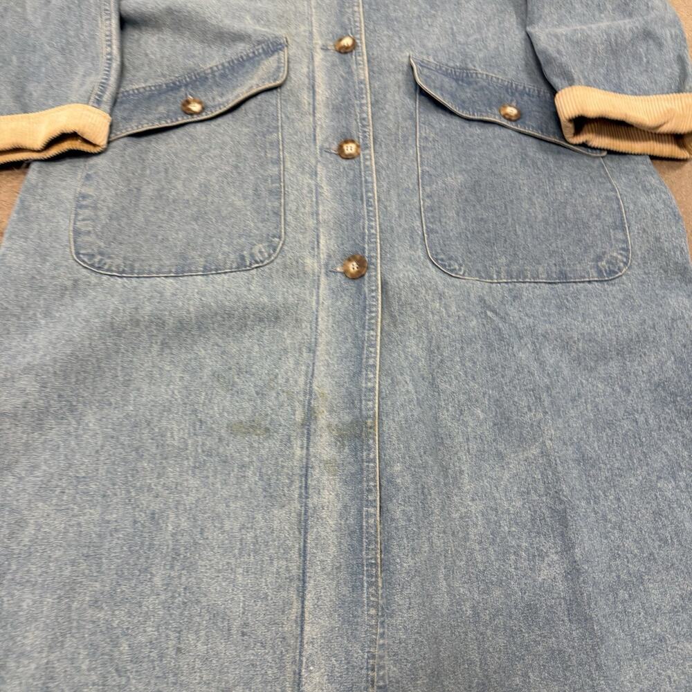 Vintage 80s 90s LL Bean Long Duster Denim Barn Hutning Coat Womens Medium USA - Picture 2 of 11